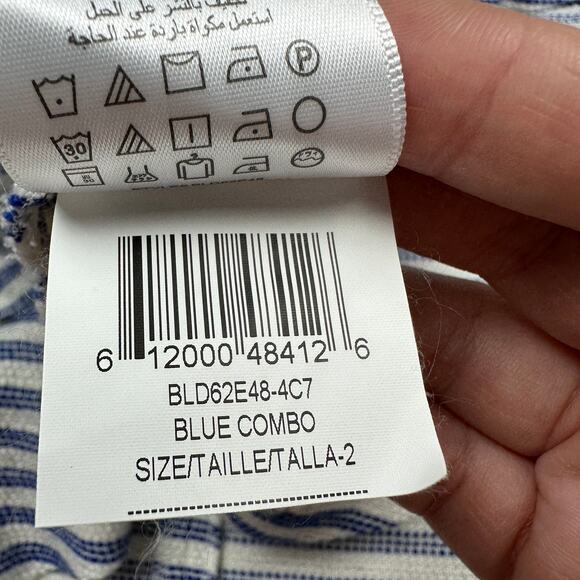 BCBGeneration Blue & White Tweed Striped Sleeveless Nautical Casual Mini Dress 2 - Picture 13 of 16